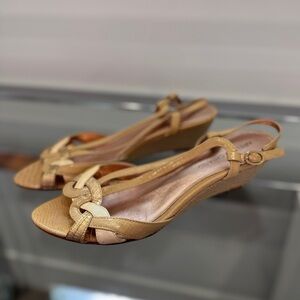 Arturo Chiang Beige Open Toe Leather Sandals (sz 8)